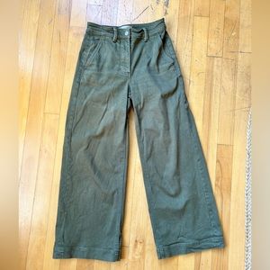 Everlane wide leg cropped pant olive size 0.